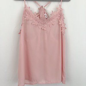 Pink Flowy Lace Tank